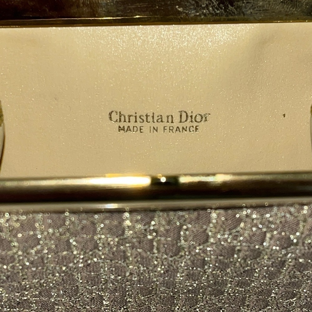 EXTREMELY RARE Vintage Christian Dior Brown & Gold Metallic Trotter Clutch - Picture 4 of 15